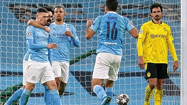 El Manchester City superó al Borussia Dortmund por 2-1 en el partido de ida por los cuartos de final de la Champions League.