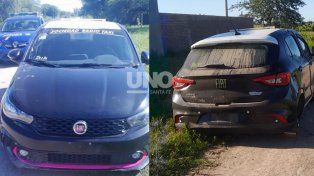 Sin ruedas. Hallaron en Recreo el taxi robado este domingo por la madrugada en barrio Altos del Valle.&nbsp;