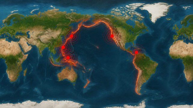 El Cinturón de Fuego del Pacífico, donde ocurre el 90 % de los terremotos del mundo
