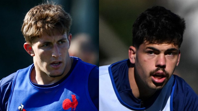 Los rugbiers franceses Hugo Auradou y Oscar Jegou