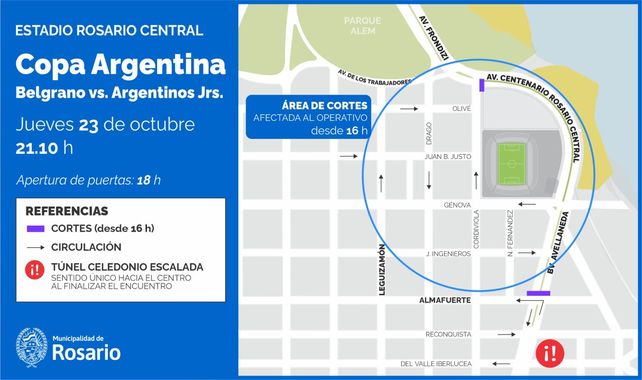 Copa Argentina en Rosario: cómo será el operativo de tránsito en cercanías del Gigante