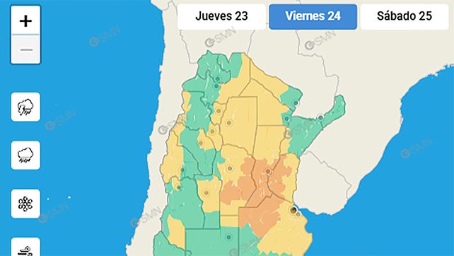 SMN renovó el alerta por lluvia y tormentas para el viernes