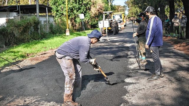 Trabajos de bache en la ciudad de Santa Fe